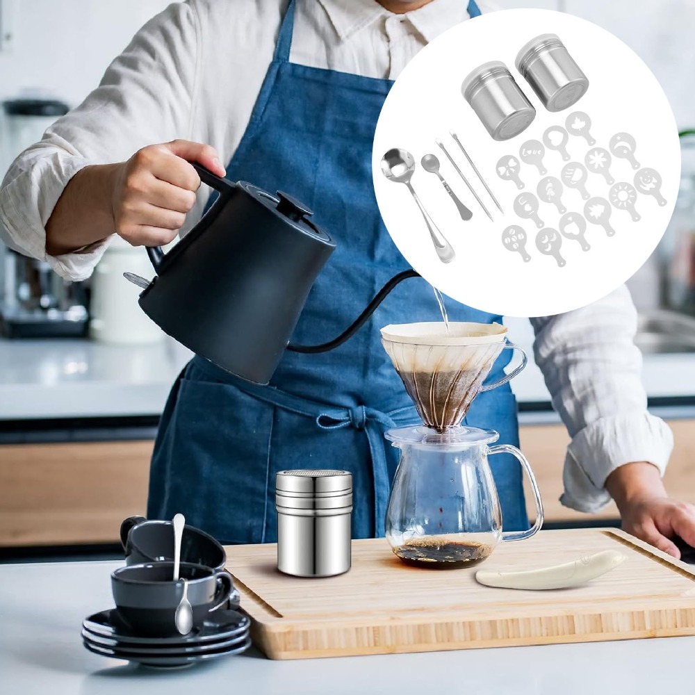 Coffee Stencil Art - قلم فن اللاتيه من الفولاذ المقاوم