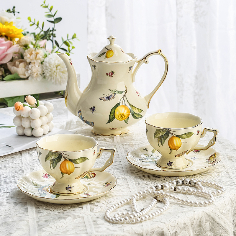 Lemon Tea Coffee - طقم شاي بتصميم ريفي أوروبي، إبريق