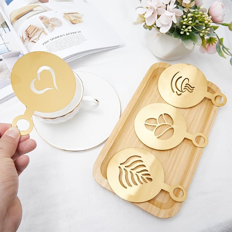Coffee Stencil Art - مجموعة من 4 قطع من قوالب
