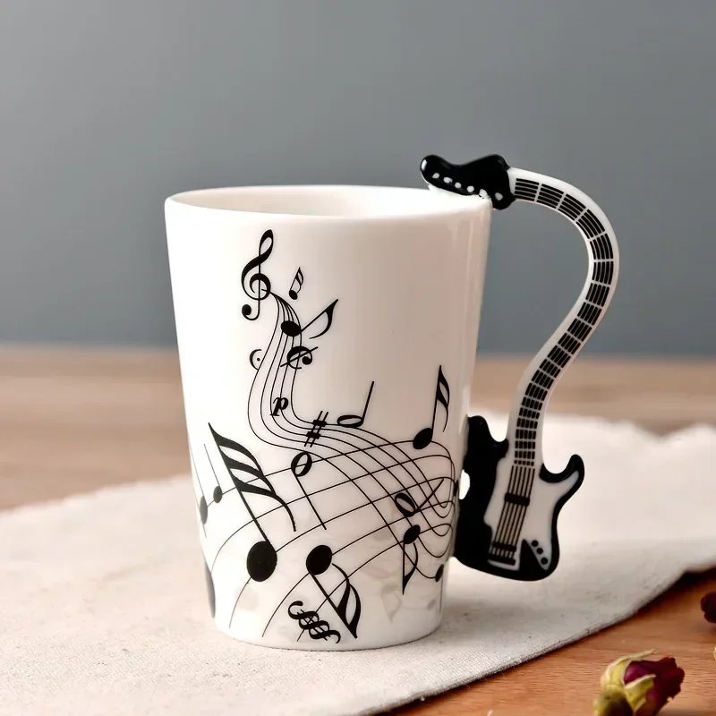 Lemon Tea Coffee - أكواب سيراميك على شكل نوتة موسيقية،