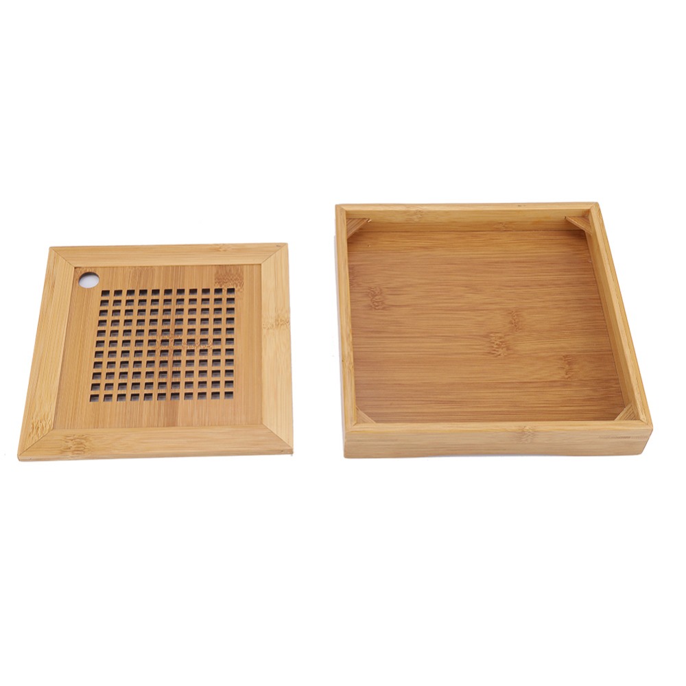 Bamboo Tea Tray - صينية شاي كونغ فو بتصميم مربع،