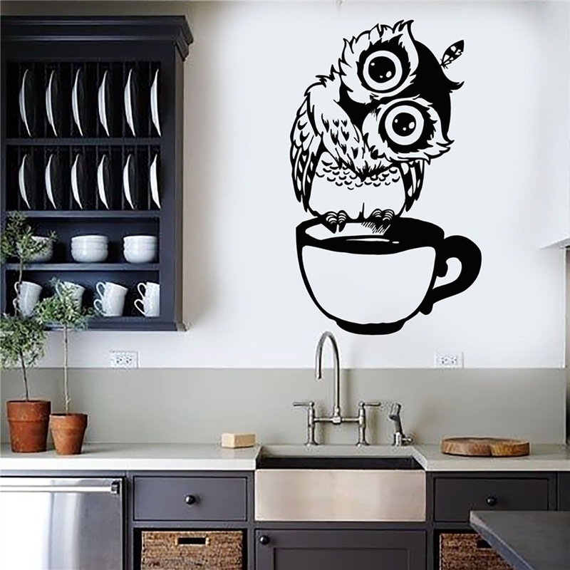 Wallpaper Coffee And Tea - ملصق جداري مضحك على شكل بومة