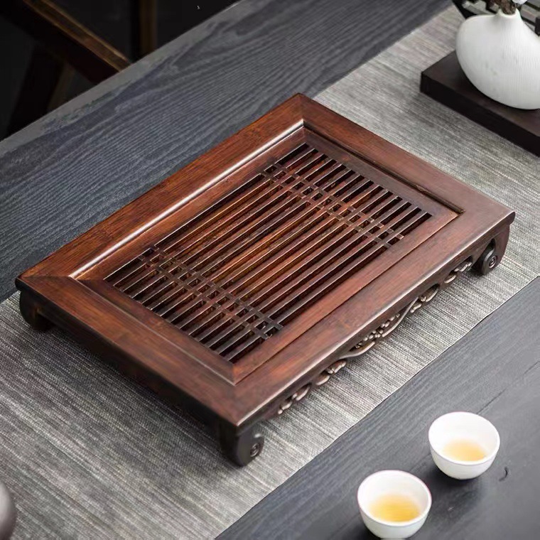Bamboo Tea Tray - طقم شاي خشبي مع صينية لتخزين
