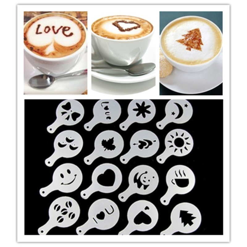 Coffee Stencil Art - 16 قطعة من استنسل فني القهوة