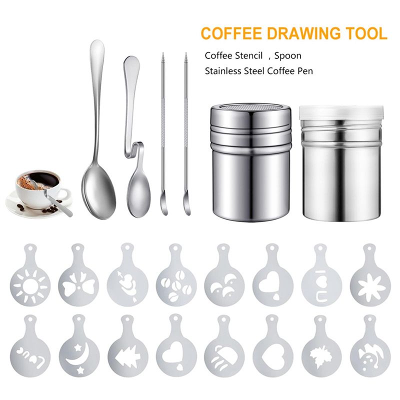 22 قطعة من قوالب تزيين القهوة  - مراجعة Coffee Stencil Art وسعره