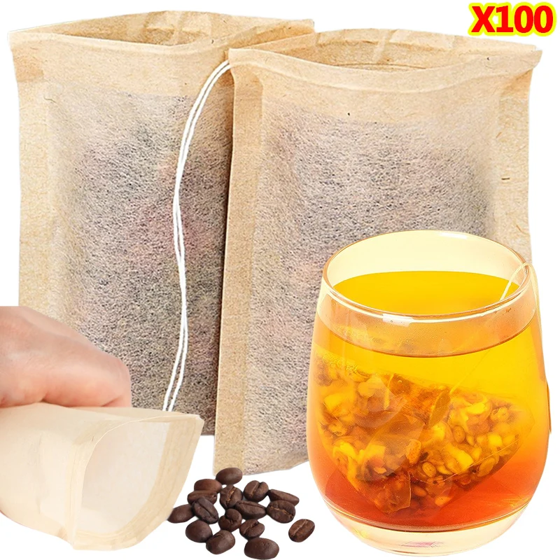 100 قطعة أكياس الشاي مع فلتر ا - مراجعة Coffee Tea Bean Leaf وسعره