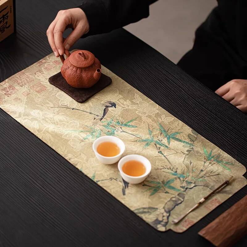 سجادة شاي صينية من الحرير الأخ - مراجعة Bamboo Tea Tray وسعره
