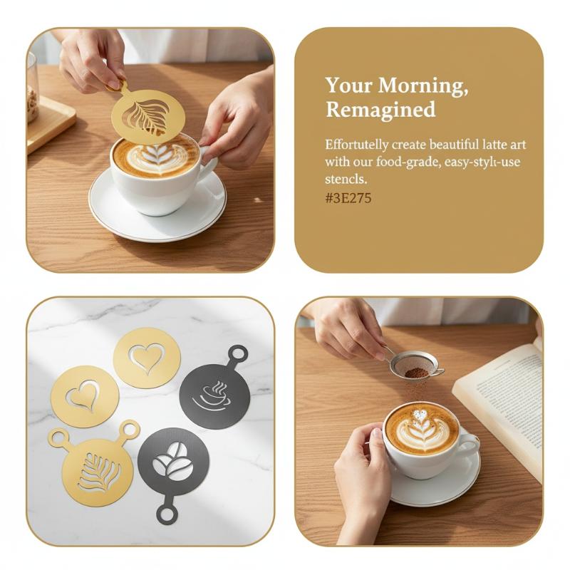 مجموعة من 4 قوالب قهوة من الفو - مراجعة Coffee Stencil Art وسعره
