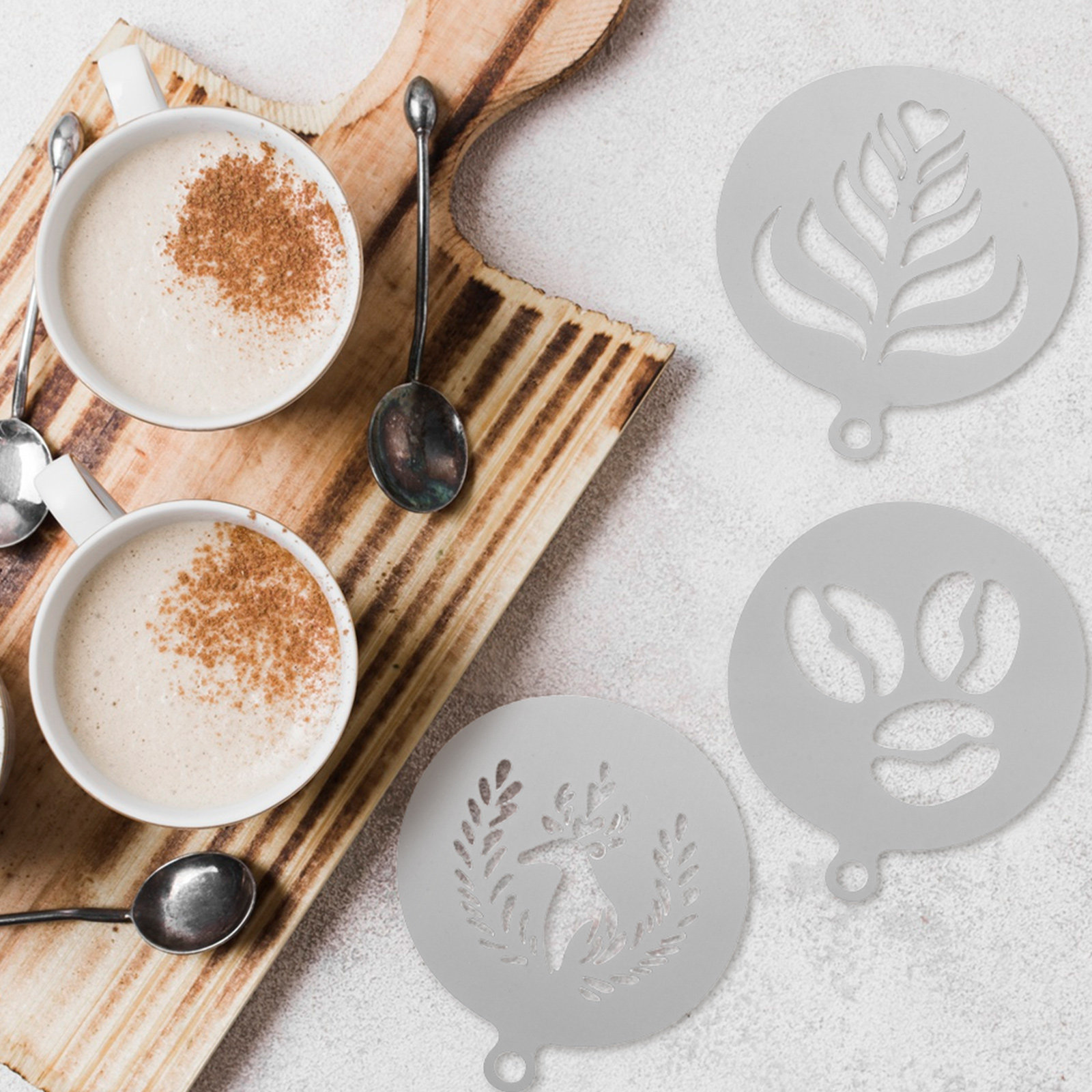 4 قطع من قوالب القهوة الفاخرة  - مراجعة Coffee Stencil Art وسعره