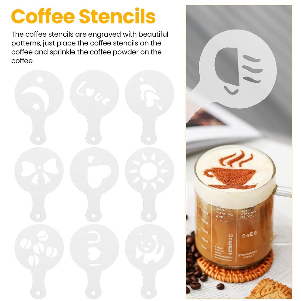 قلم فن اللاتيه من الفولاذ المق - مراجعة Coffee Stencil Art وسعره
