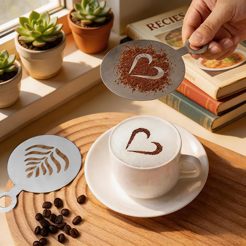 مجموعة من 4 قطع قوالب قهوة من  - مراجعة Coffee Stencil Art وسعره