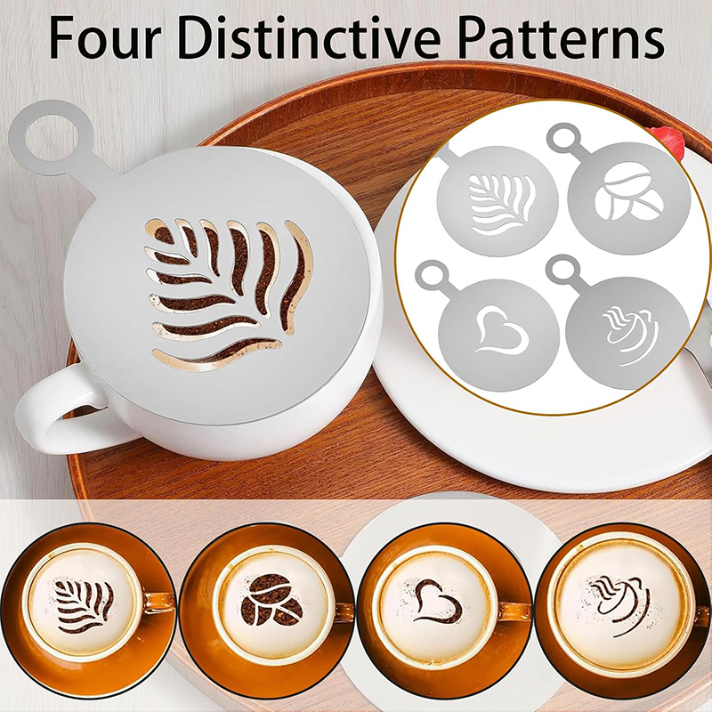 مجموعة من 4 قطع قوالب قهوة من  - مراجعة Coffee Stencil Art وسعره