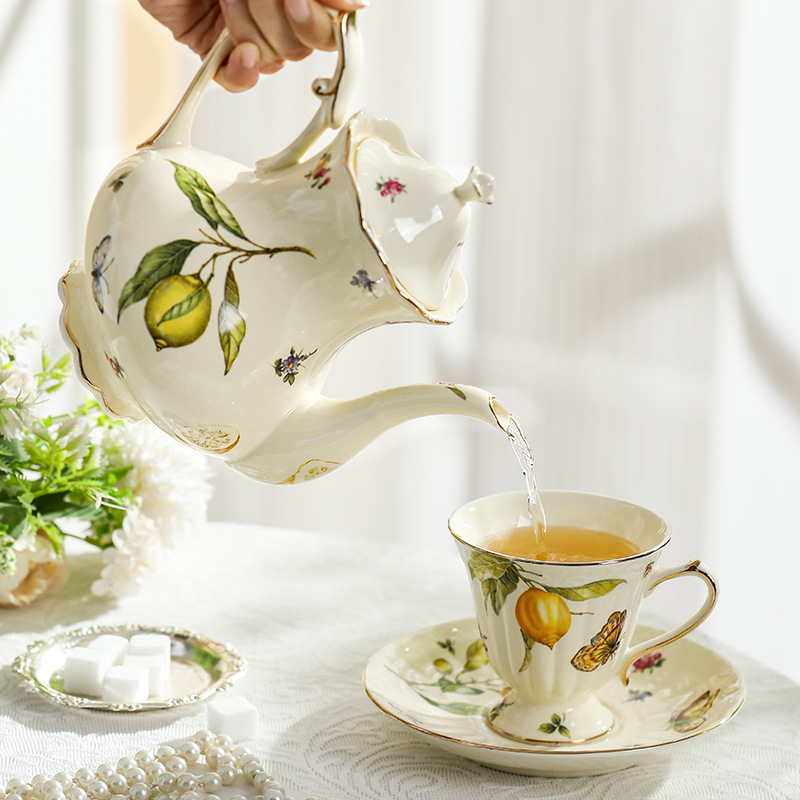 طقم شاي بتصميم ريفي أوروبي، إب - مراجعة Lemon Tea Coffee وسعره