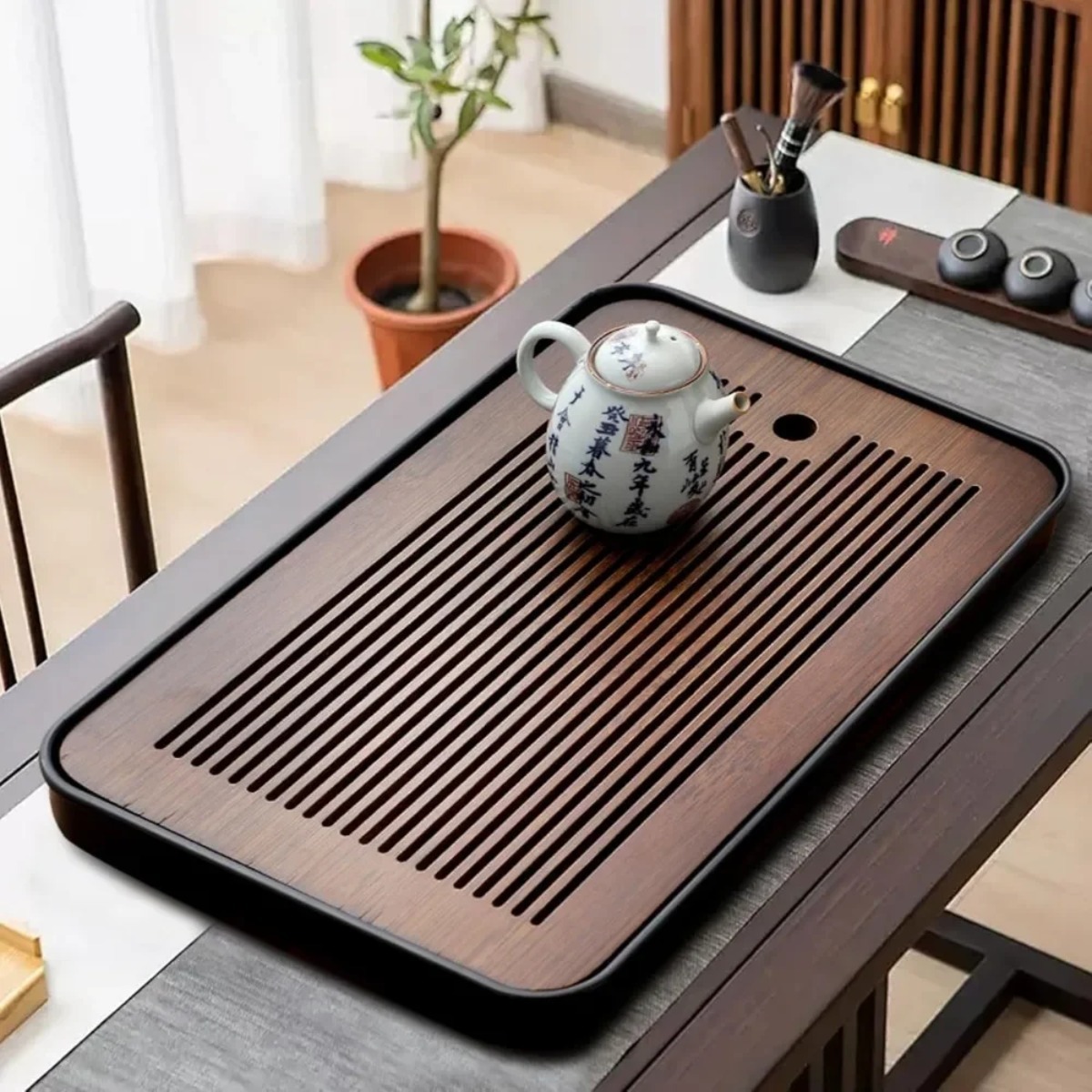 المحمولة انفصال طاولة شاي من ا - مراجعة Bamboo Tea Tray وسعره