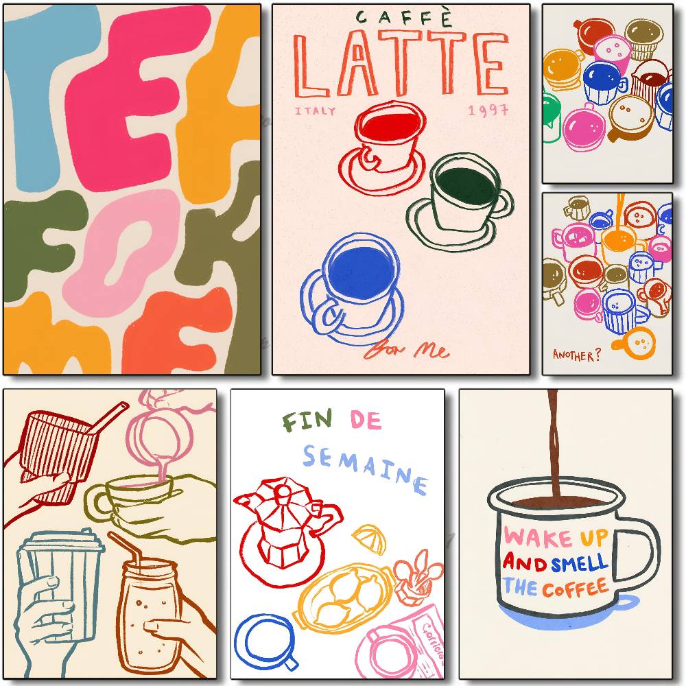 ملصق جداري فني ذاتي اللصق بتصم - مراجعة Wallpaper Coffee And Tea وسعره