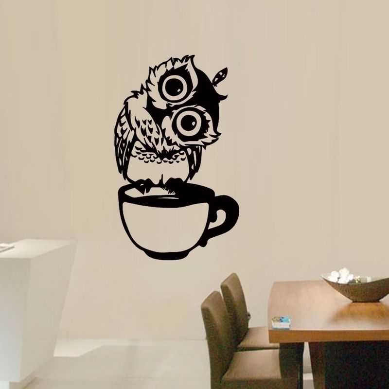 ملصق جداري مضحك على شكل بومة ك - مراجعة Wallpaper Coffee And Tea وسعره