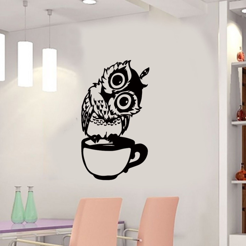 ملصق جداري مضحك على شكل بومة ك - مراجعة Wallpaper Coffee And Tea وسعره