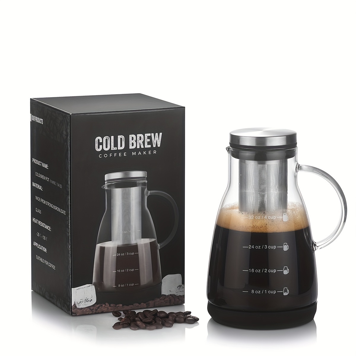 إبريق زجاجي كلاسيكي سعة 24 أون - مراجعة Coffee Tea Brew وسعره